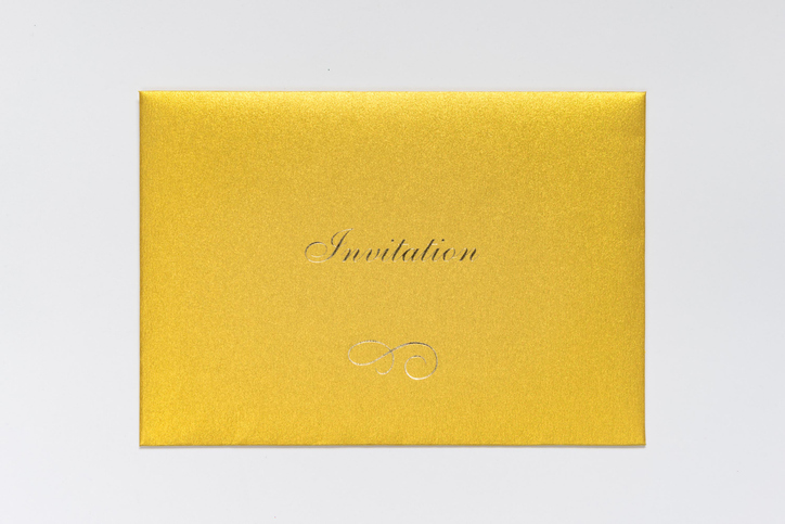 Gold Invitation Envelope Template Isolated BackgroundQuick Reliable Printing (QRP)