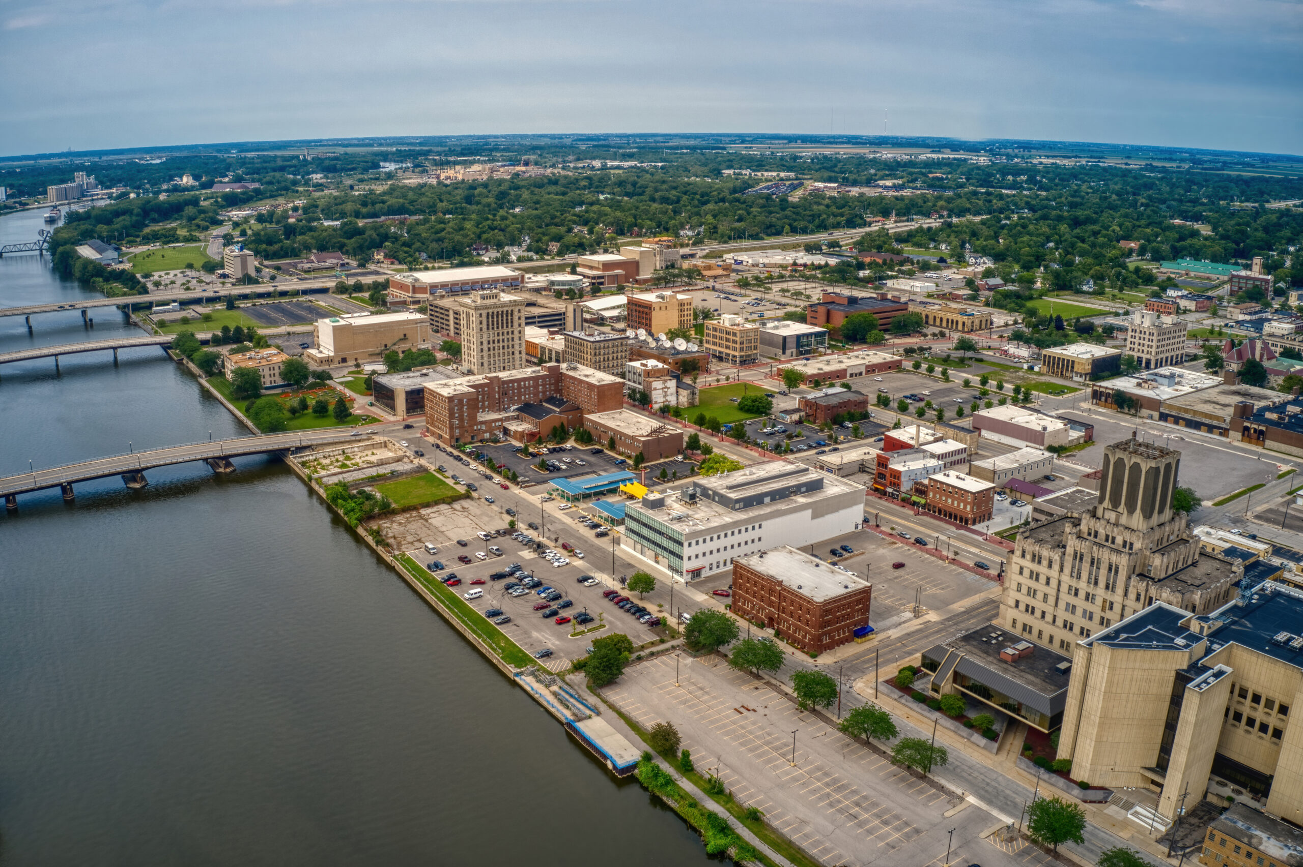 Aerial View of Saginaw Michigan during Summer