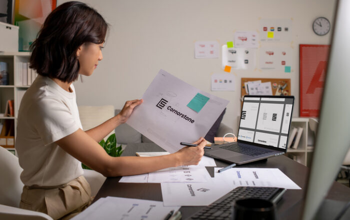 Asian woman Graphic designer working in office Artist Creative Designer Illustrator Graphic Skill ConceptQuick Reliable Printing (QRP)