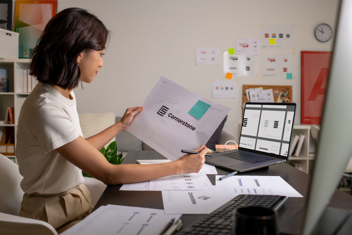 Asian woman Graphic designer working in office Artist Creative Designer Illustrator Graphic Skill ConceptQuick Reliable Printing (QRP)