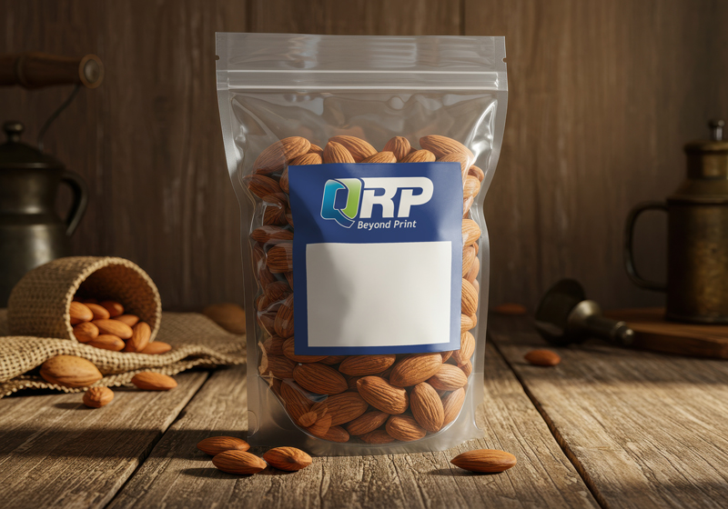 QRP Almonds Packaging Label Mockup