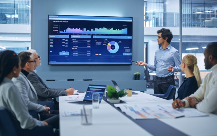 Office Conference Room Meeting Presentation Latin Businessman TQuick Reliable Printing (QRP)